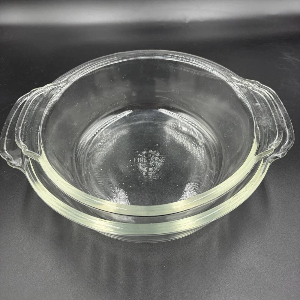 Vintage Fire-King Anchor Hocking Clear‎ Glass 1 Q 1.5Qt Baking Dishes USA  Set 2